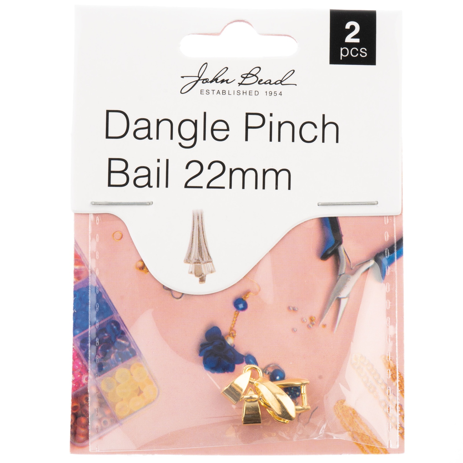 John Bead Dangle Pinch Bail 22mm 2/Pkg-Gold 1401177 - $7.97