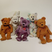 Ty Beanie Baby Kissme Bear, Halo, 2000 Signature Bear, 2x Fuzz Bear Lot of 5 VTG - £9.91 GBP
