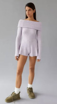 Urban Outfitters Grace Off-The-Shoulder Knit Shorts Romper Lavender Sz Medium - £25.83 GBP