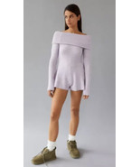 Urban Outfitters Grace Off-The-Shoulder Knit Shorts Romper Lavender Sz M... - $32.66