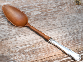 S. Kirk &amp; Son Co King Sterling Silver Wooden Serving Spoon 10.5&quot; C1896-1924 - $35.00
