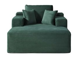 Oversized Convertible Corduroy Chaise Lounge Sleeper Sofa - Dark Green - $301.99
