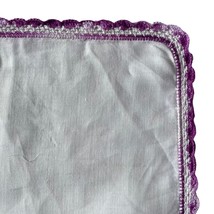 Handkerchief White Hankie Purple Border 11.5x11.5” - $11.20