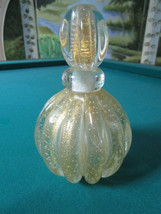 Perfume Bottle Bohemia Crystal Glass Murano Gold Dust Vanity Bottle Pick... - $55.43+