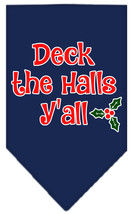 Deck the Halls Y&#39;all Screen Print Bandana Navy Blue Small - £9.23 GBP