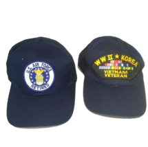 Retired US Air Force and WW2 Korea Vietnam Veteran Patches Baseball Caps Hats - £7.75 GBP