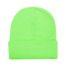 Green Unisex Beanie Hat Plain Warm Knit Cuff Skull Ski Cap - £7.91 GBP