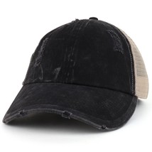 Trendy Apparel Shop Ladies Ponytails Unstructured Distressed Mesh Back Trucker C - £15.97 GBP