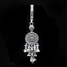 Beautiful Real 925 Silver Indian Oxidized Women Waist Key Chain Holder 6.3 - £55.95 GBP