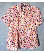 Womens size 6 Button Down Shirt Top Colored Dots Retro Style SS Style &amp; Co - $228.24 MXN