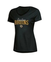NHL Boston Bruins Overtime V-Neck T Shirt Womens Size Large 12/14 Black - $13.97