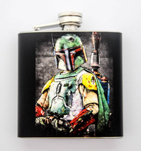 HIP FLASK Stainless Steel BOBA FETT vintage style 6oz 170 ml with Screw Cap - £14.78 GBP