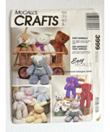McCalls Crafts Pattern 3999 Stuffed Bear Rabbit Cat Dog Uncut Vintage 1998 - $12.99