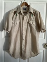 Vtg Dee Cee Rangers Mens Pearl Snap Western Shirt Floral Embroidered USA MADE XL - £22.10 GBP