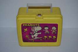 Vintage Plastic Peanuts Thermos Lunch Box USA Made Snoopy - £14.46 GBP