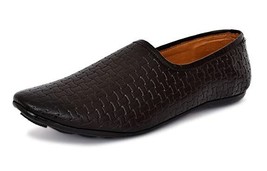 Mens Punjabi Jutti ethnic Mojari Cushioned flats Shoes US size 7-11 Brown CNE - £25.62 GBP