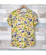 Disney Eeyore Mock Wrap Scrub Top Yellow 3 Pocket Nursing Medical Womens... - $24.74