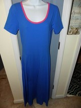 Lularoe Blue and Pink Short Sleeve Ana Maxi Dress Size L Women&#39;s EUC - £25.95 GBP