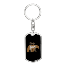 Baby Bear Mom Stainless Steel or 18k Gold Premium Swivel Dog Tag Keychain - £29.78 GBP+