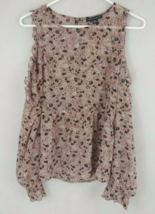 NWT American Eagle Outfitter Open Shoulder Rose Pink Floral Blouse Size Small - £15.24 GBP