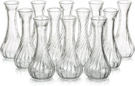 Glass Bud Vase Set Of 12 - Hewory Small Flower Vases, Bulk, Table Centerpiece. - $38.97