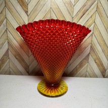 Vintage Depression Glass Amberina Diamond Point Ruffle Flower Vase [Item 867] - £5.39 GBP