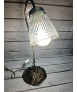 Vintage Gooseneck Lily Pad Lamp Frosted Shade Table Light - $43.56