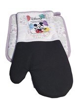 Disney Minnie Mouse Oven Mitt and Pot Holder Over Sized Lavender Gray Set - £19.10 GBP