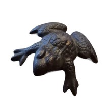 Cast Iron Frog Toad Figurine Statue Paperweight Garden Porch Pond Decor Black 4&quot; - £11.17 GBP