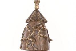 Vintage Solid Bronze Table Bell Big Bad Wolf and Three little pigs - £129.07 GBP