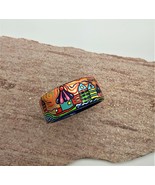 Painted Wood Bangle Bracelet resin covered inspired by Hundertwasser Art... - £47.89 GBP