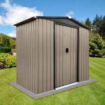 4x6 Apex Shed Brown - Outdoor Storage w/ Sliding Doors - £197.54 GBP