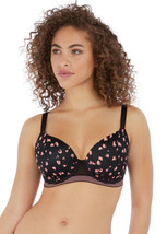 Freya AA5423 Wild Black Rose Demi Plunge Moulded Bra SZ 36DDD Black Multi - $38.26