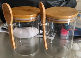 Glass Sugar Container with Spoon - 2 Pack 15oz Glass Jars 3.4&quot;L x 3.4&quot;W ... - $32.16 CAD