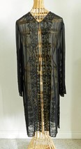 Vintage Handmade &#39;SCALA&#39; Long Black Embellished Formal Duster, Size Medium - £40.81 GBP