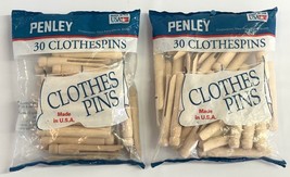 2 Vintage Penley Wooden Clothespin New Sealed Bag 30 Crafts Made in USA 60 total - £21.45 GBP