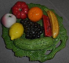 Vintage MAJOLICA Fruit and Vegetable Tray MADE IN PORTUGAL #154/7 - $39.59