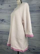 Soft Surroundings Cotton Sweatshirt Womens XL Scoop Neck 3/4 Sleeves Pink - £9.85 GBP