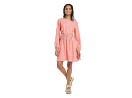 Universal Thread Women&#39;s Balloon Long Sleeve Mini A-Line Dress - Pink Fl... - $16.12