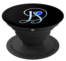 D - Monogram Cell Phone Grip Holder for Hand With Blue Heart- PopSockets... - £11.99 GBP