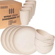 Wheat Straw Dinnerware Sets | Unbreakable Dinnerware Sets | Dishwasher Microw... - £7.52 GBP