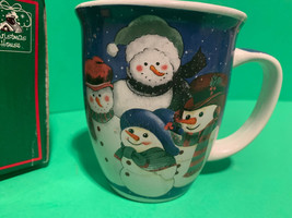 NWOT - Christmas House Snowman Family Design Holiday Ceramic Mug - £2.78 GBP