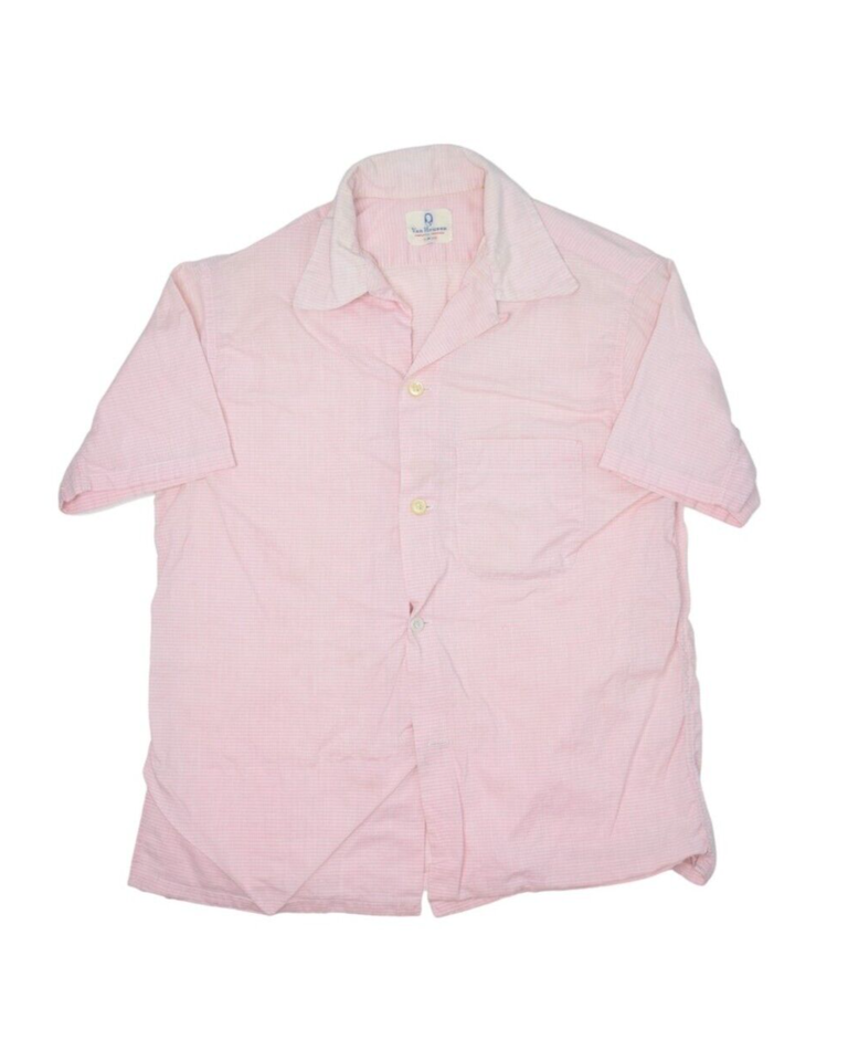 Primary image for Vintage Van Heusen Shirt Mens M Pink Loop Collar Short Sleeve Picnic Button 60s