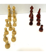VTG Wood Chess Pieces 11 Blonde Pieces 7 Brown Pieces Felt Bottom 1.25 t... - £11.39 GBP