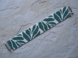Bracelet: Green Ferns, Peyote Stitch, Tube Clasp - $39.00