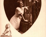 Vtg Postcard 1911 Valentine - Love&#39;s Message - Woman w Dove in Heart w C... - $8.86