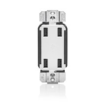 Leviton USB4P-W 4.2-Amp High Speed 4-Port USB Charger, White - £37.96 GBP