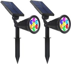 Lapeort Solar Spotlights, 2-in-1 Colored Adjustable 7LED Wall, Landscape, Lamp - £31.56 GBP