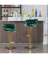 Green Velvet Bar Stools with Chrome Base (Set of 2) - $263.82 CAD