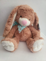 2018 Animal Adventure Easter Bunny Rabbit Plush Stuffed Animal Tan Blue Bow - £27.06 GBP